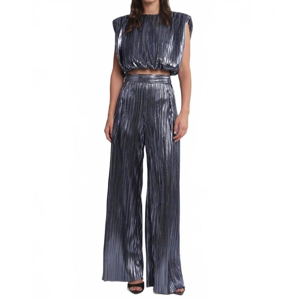 Sabina Musayev Tom Pleated Metallic Pants